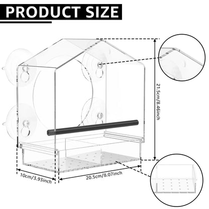 Elevate Your Birdwatching Experience with Our Large Capacity Window Bird Feeder - Durable Acrylic Design with 4 Suction Cups