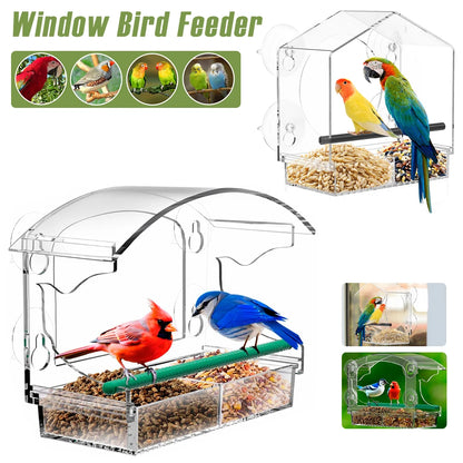 Elevate Your Birdwatching Experience with Our Large Capacity Window Bird Feeder - Durable Acrylic Design with 4 Suction Cups