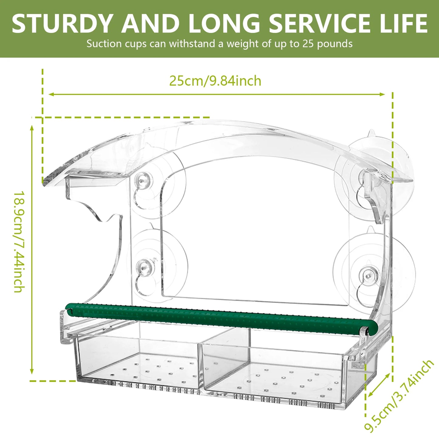 Elevate Your Birdwatching Experience with Our Large Capacity Window Bird Feeder - Durable Acrylic Design with 4 Suction Cups