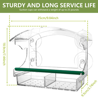 Elevate Your Birdwatching Experience with Our Large Capacity Window Bird Feeder - Durable Acrylic Design with 4 Suction Cups